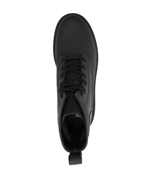 Tommy Hilfiger Black Leather Lace-Up Boots for men