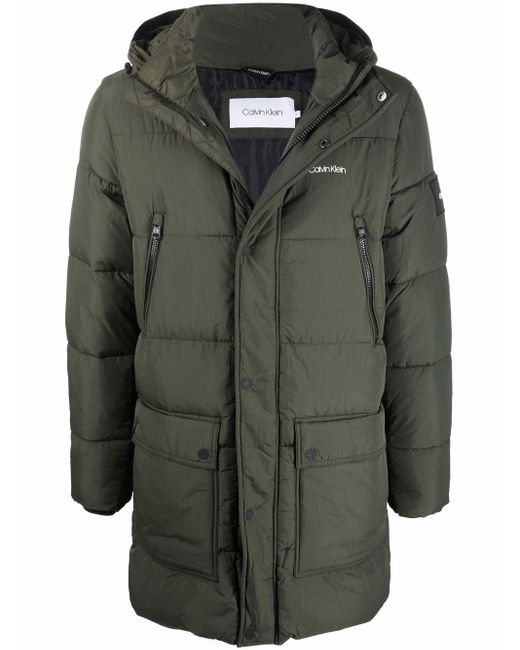 Plumífero con capucha Calvin Klein de hombre de color Verde - Lyst