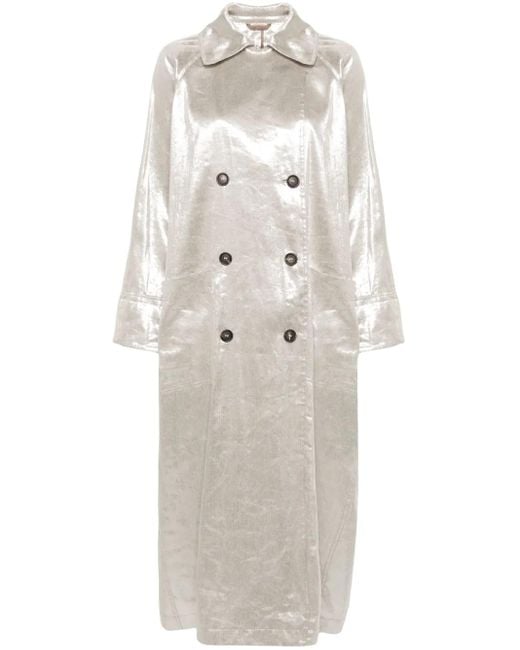Brunello Cucinelli Gray Metallic-Finish Trench Coat