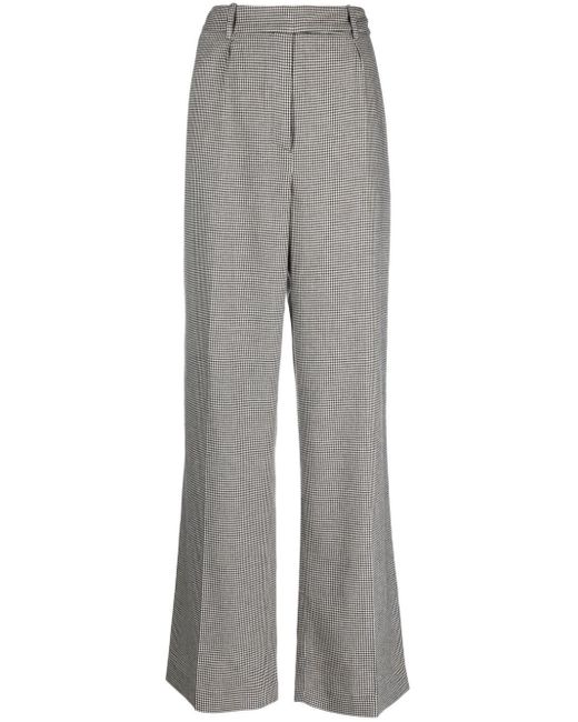 Alexandre Vauthier Gray Houndstooth High-waist Wide-leg Trousers