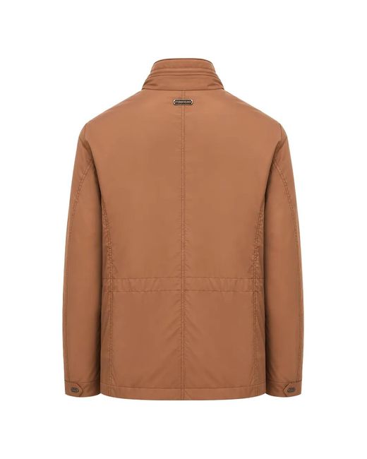 Tombolini Brown High-Neck Button-Up Jacket for men