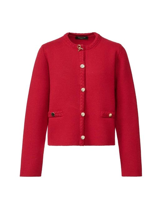 Fabiana Filippi Red Braided-Trim Button-Up Jacket