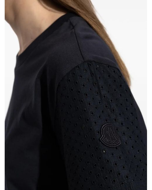 Moncler Blue Perforated Puff-Sleeve T-Shirt