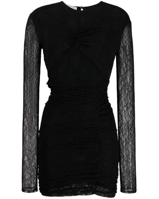 Philosophy Di Lorenzo Serafini Black Chantilly-Lace Ruched Minidress