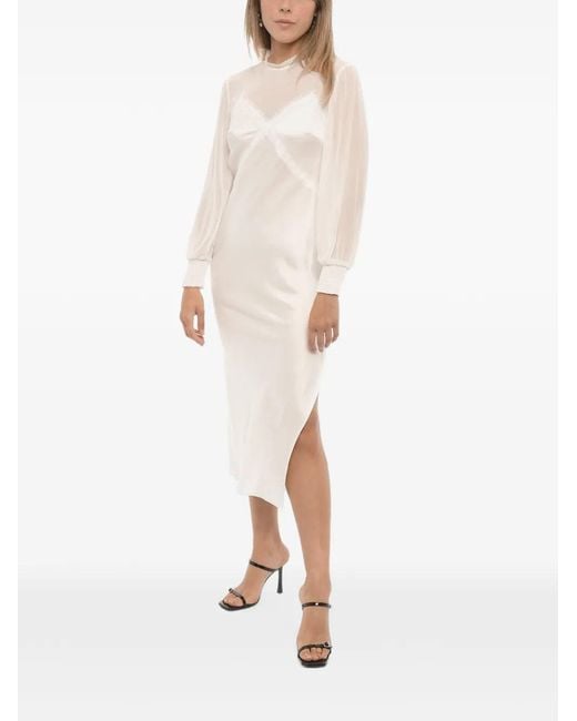 AllSaints White Bailey Lace-Trim Midi Dress