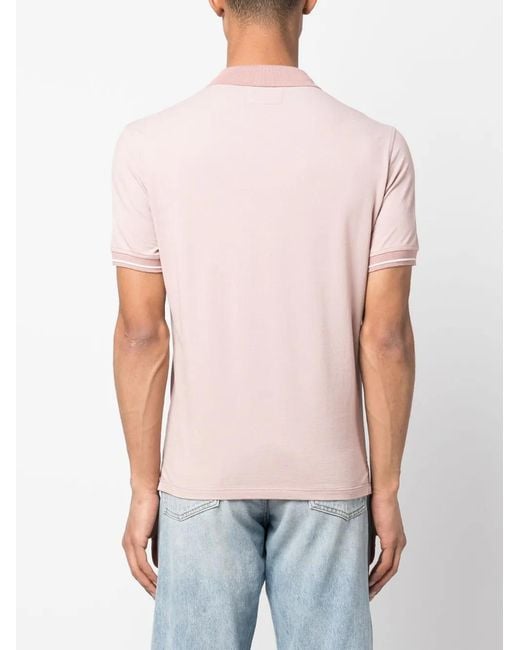 C P Company C.p Company Logo-embroidered Polo Shirt Light Pink for men