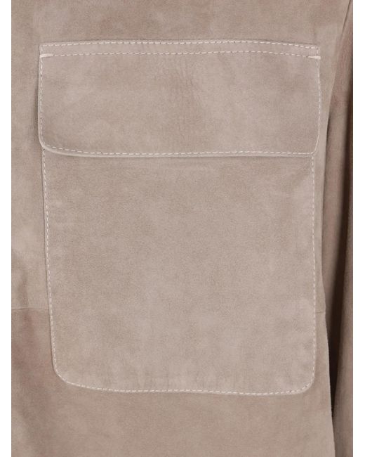 Chaqueta De Piel Con Bolsillo De Parche Agnona de hombre de color Natural