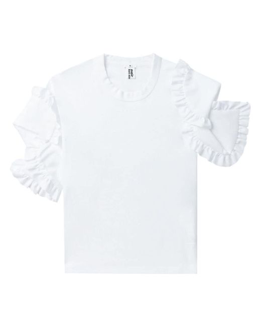 Camiseta con volantes en las mangas Noir Kei Ninomiya de color White