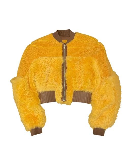 Rick Owens Yellow Bomberjacke aus Shearling