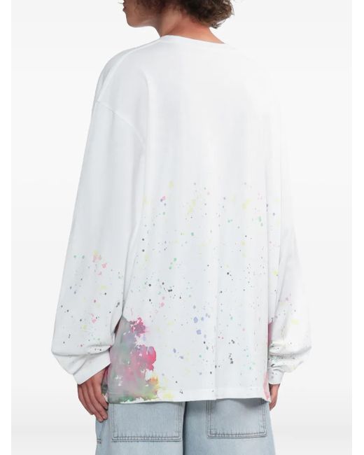メンズ we11done ペイント ロングtシャツ White