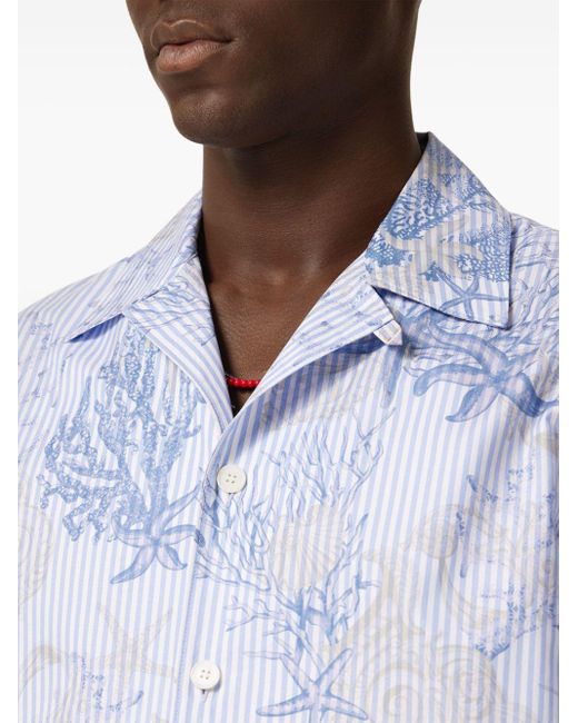 Versace Blue Barocco Sea Cotton Shirt for men