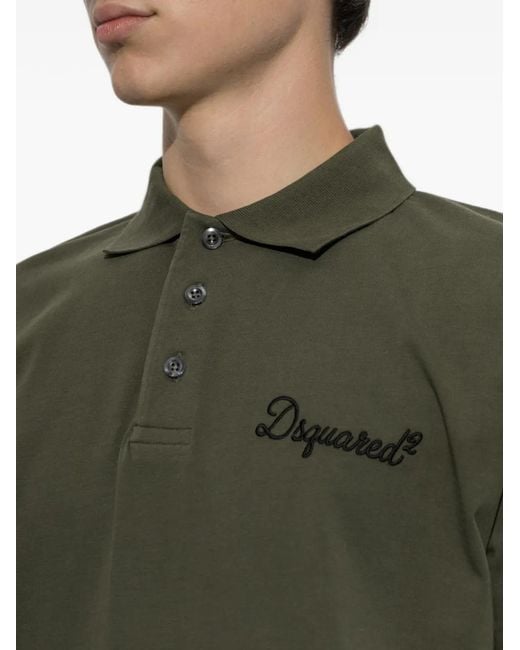 DSquared² Green Logo-Embroidered Polo Shirt for men