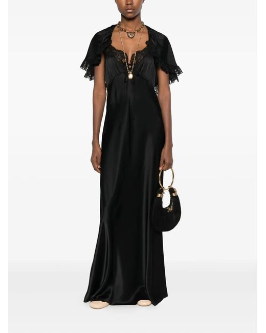 Chlo Lace-Cape Maxi Dress in Black | Lyst