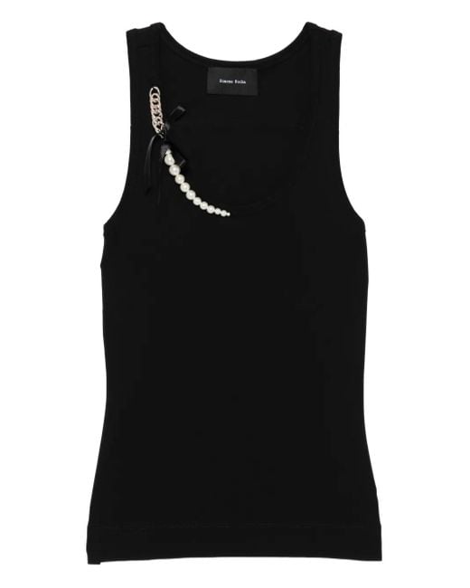 Top sin mangas con cadena y perla Simone Rocha de color Black