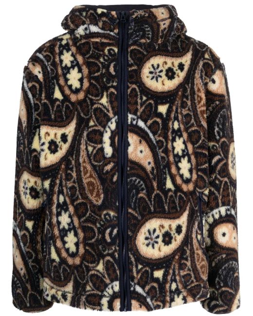 Drole de Monsieur Black Paisley-Print Faux-Shearling Jacket for men