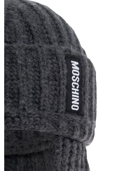 Moschino Black Balaclava With Logo Patch