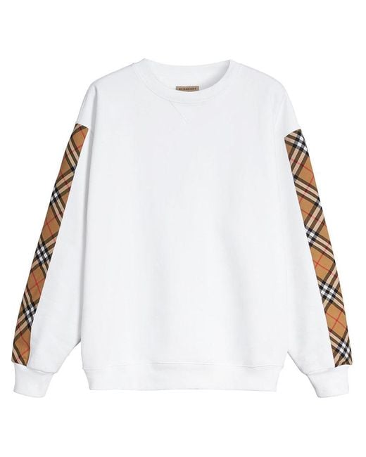 Burberry White Vintage Check Detail Cotton Blend Sweatshirt