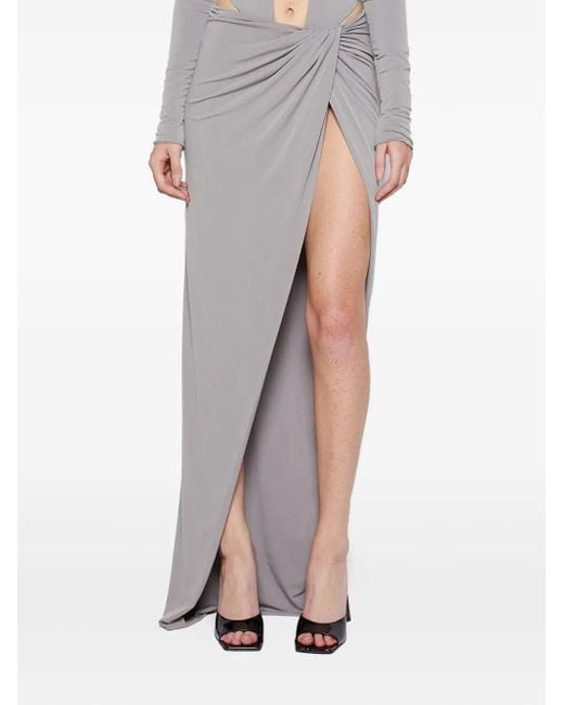 LAQUAN SMITH Gray Knotted Slit Skirt