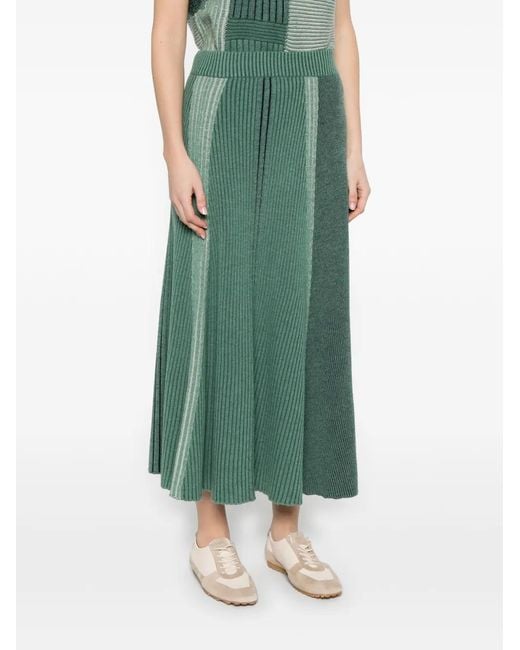 Bompard Green Patchwork Ribbed Skirt