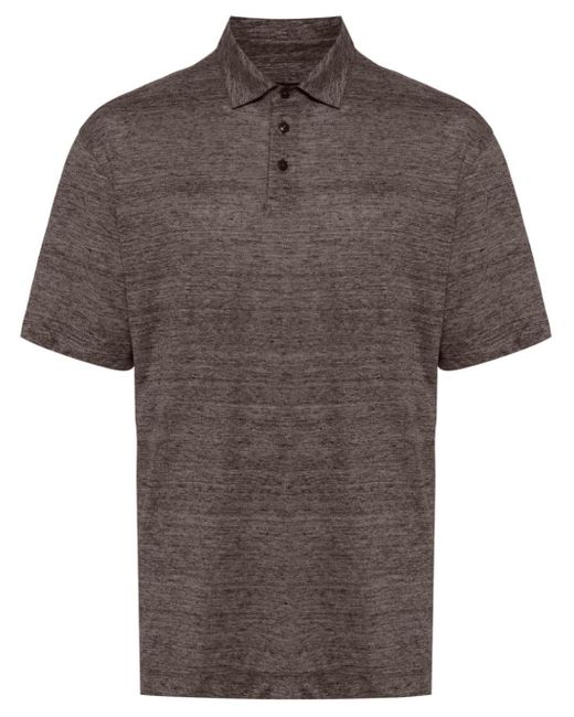 Zegna Brown Short-sleeve Linen Polo Shirt for men