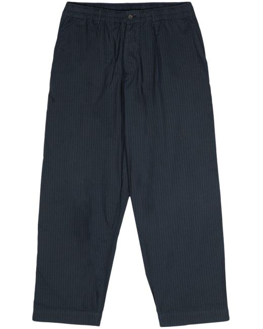 Universal Works Blue Nearly Pinstriped Oxford Trousers for men