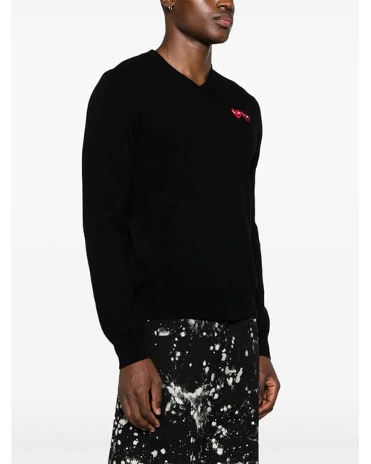 COMME DES GARÇONS PLAY Black Heart-Patch Wool Jumper
