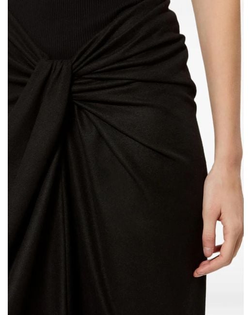 Isabel Marant Black Draped Knot-Detail Midi Skirt