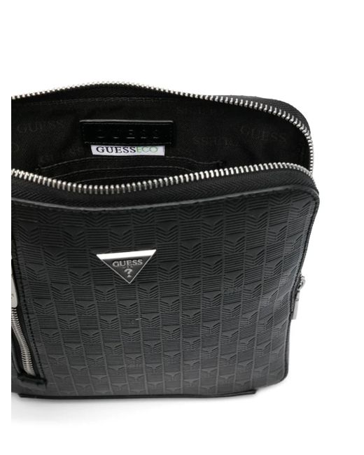 Guess Black Logo-Embossed Messenger Bag