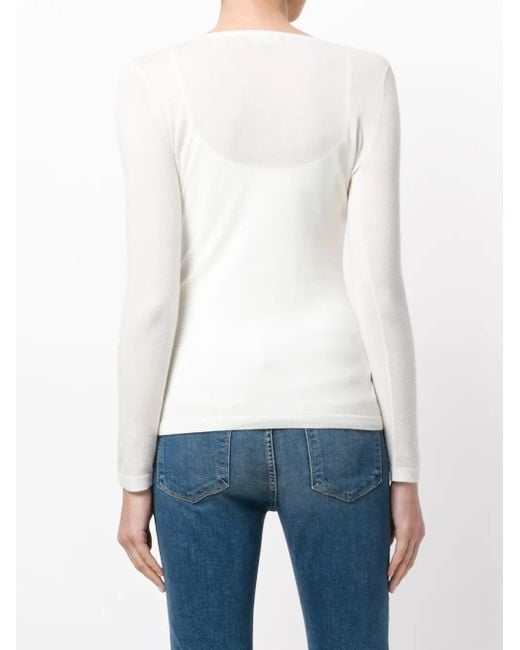 N.Peal Cashmere White V-Neck Sweater