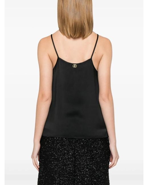Twinset Black Satin Tulle Top