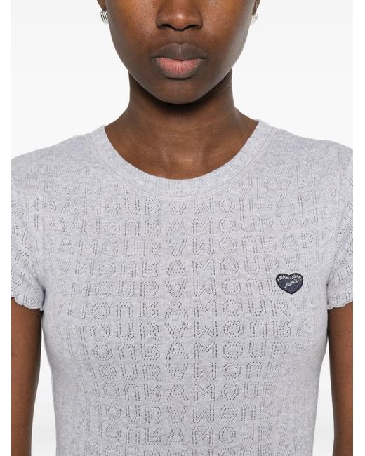 Maison Labiche White Ruffled Logo-Patch T-Shirt