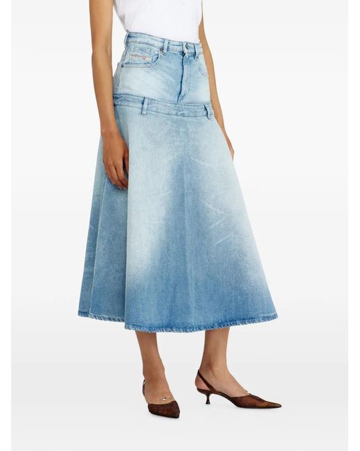 DIESEL Blue Layered-Effect Flared Skirt