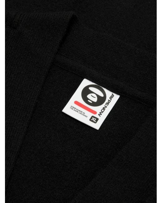 Aape By A Bathing Ape Black Ape Head Patch-Pocket Cardigan for men