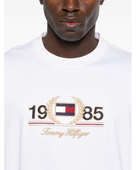 T-shirt à logo brodé Tommy Hilfiger pour homme en coloris White