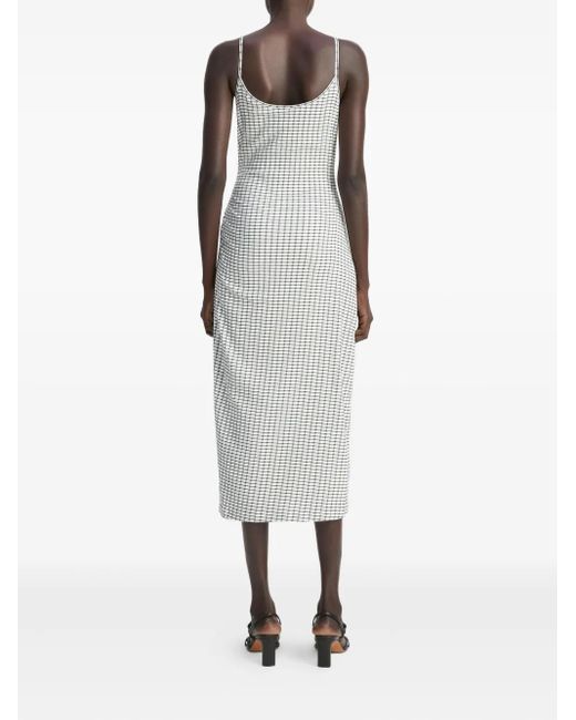 Vince White Checked Side-Rouche Dress
