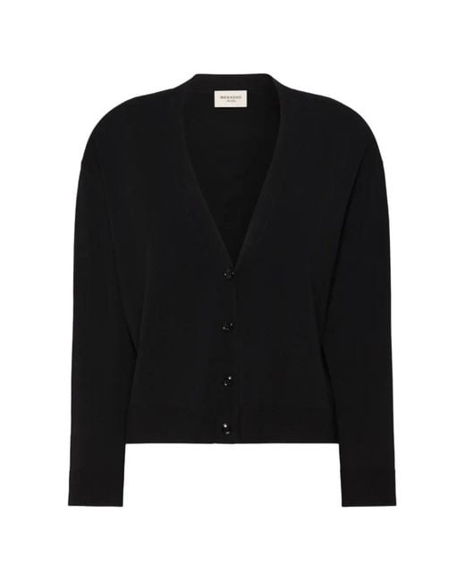Weekend by Maxmara Black Boario V-Neck Button-Down Cardigan