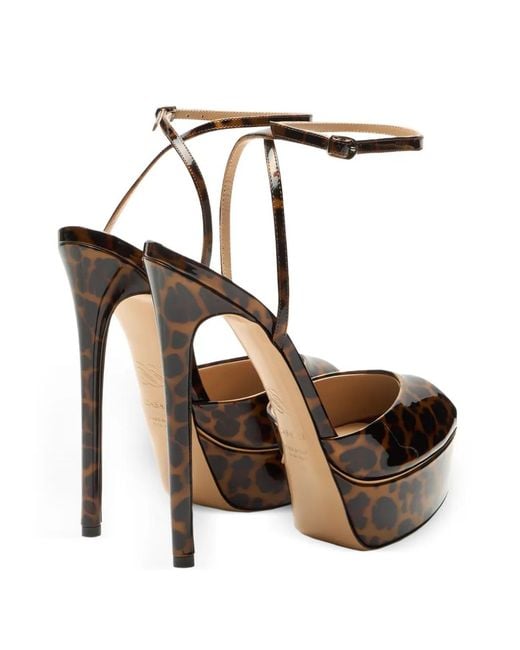 Casadei White Flora Leopard-Print Platform Sandals