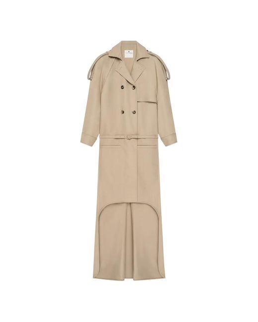 Courreges Natural Asymmetrical-Hem Trench Coat