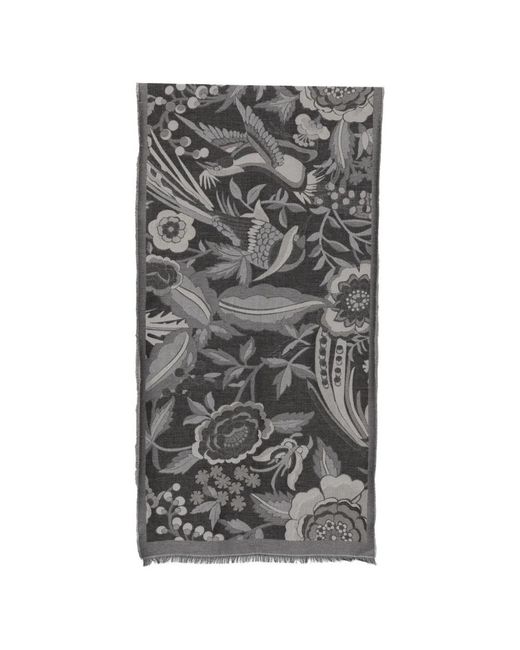 Missoni Gray Floral-Jacquard Fringed Scarf
