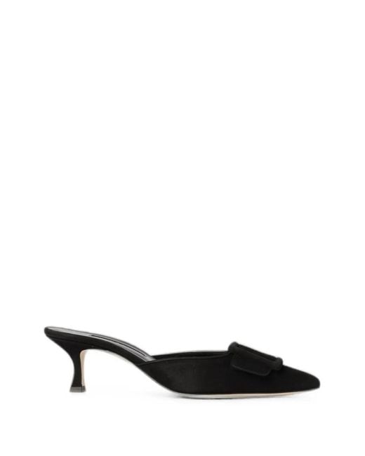 Manolo Blahnik Black Maysale Buckled Pumps