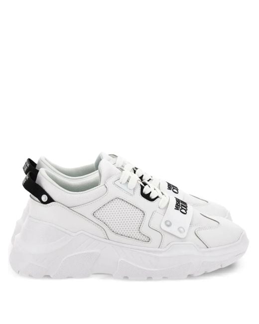 Versace Jeans Couture White Mesh-Panelled Sneakers for men