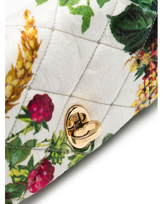 Bolso de mano acolchado con estampado floral Dolce & Gabbana de color Green