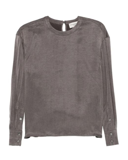 Officine Generale Gray Rimy Buttoned Long-Sleeve Top