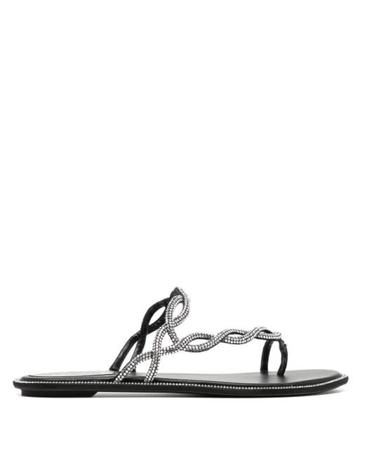 Rene Caovilla White Braid Sandals