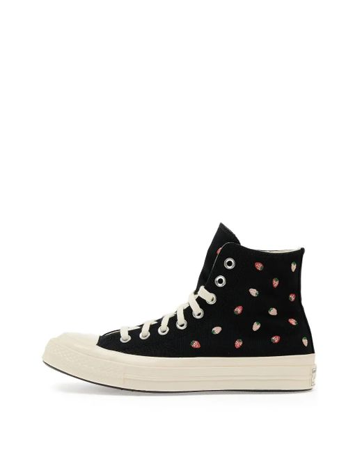 Converse Black Strawberry-Embroidered Sneakers