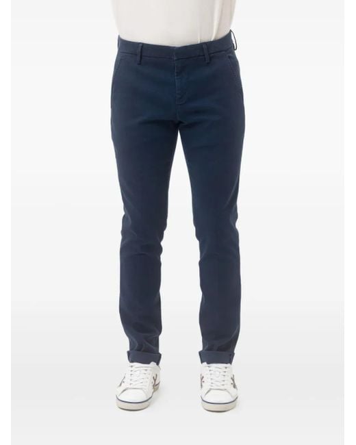 Dondup Blue Gaubert Button-Fastening Trousers for men