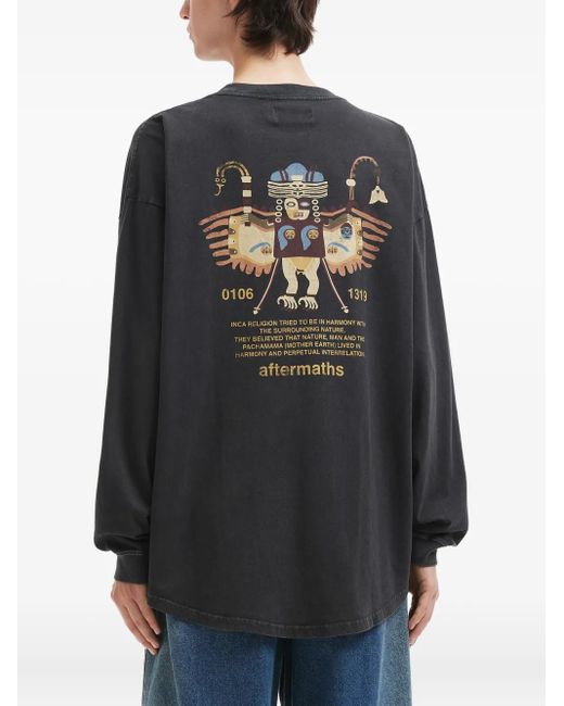 メンズ AFTERMATHS グラフィック ロングtシャツ Black