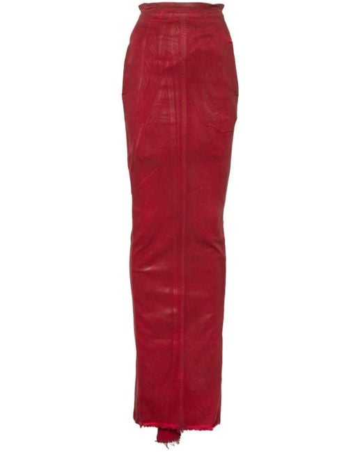 Rick Owens Red Pillar Maxi Skirt