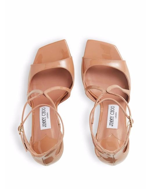 Jimmy Choo Multicolor Azia Sandal In Pastel Pink Patent Leather
