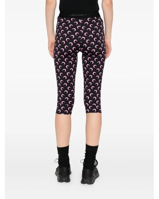 MARINE SERRE Blue Moon Printed Jersey Capri Pants